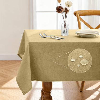 Pureegg Rectangle Linen Tablecloth Waterproof & Stain Resistant, Wrinkle-Free Table Cloth Adds Elegance and Protection, Ideal for Dining, Party, Wedding and Outdoor, 52 x 70 Inch, White