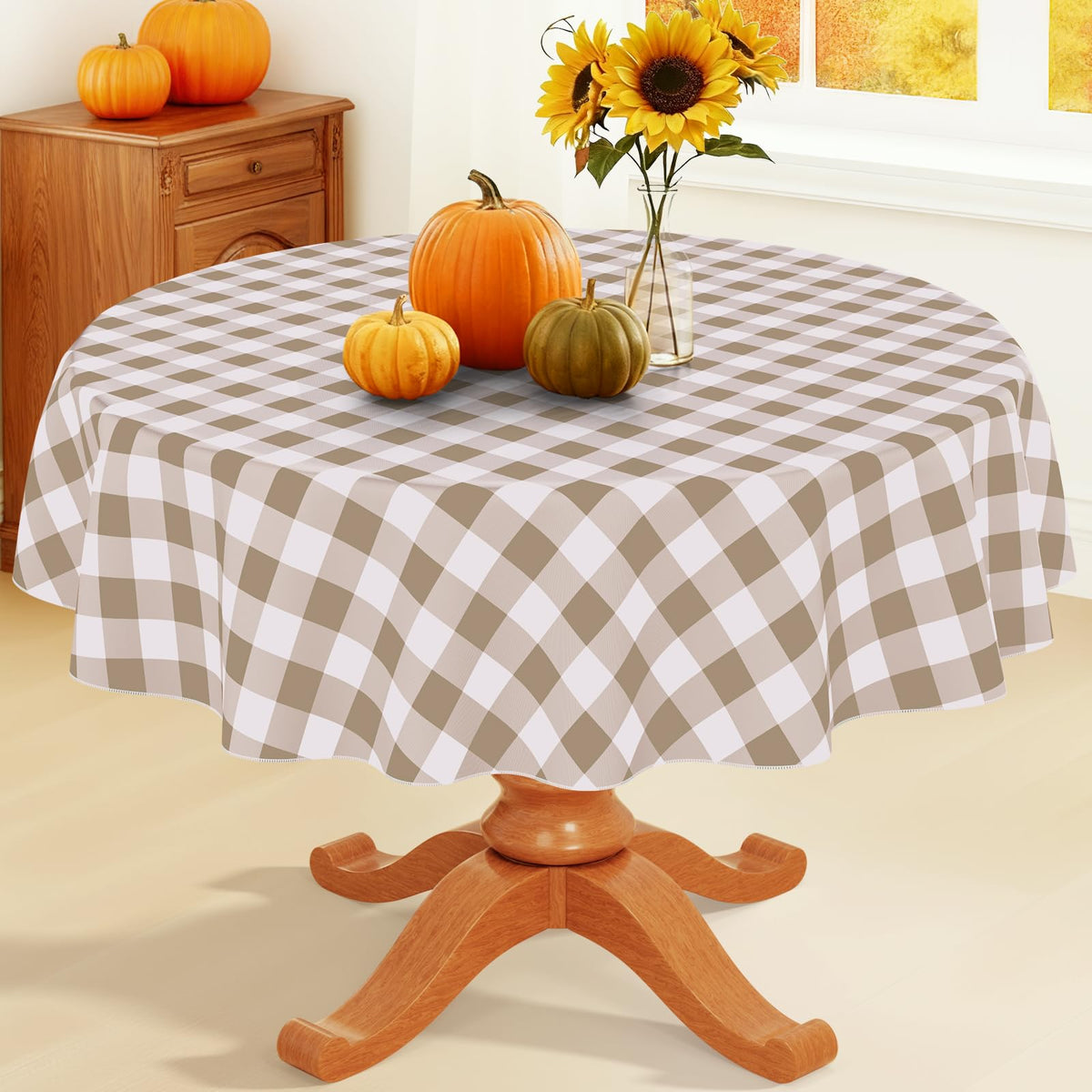 Smiry Fall Tablecloth, Flannel Backed Vinyl Table Cloth, 60"x84"