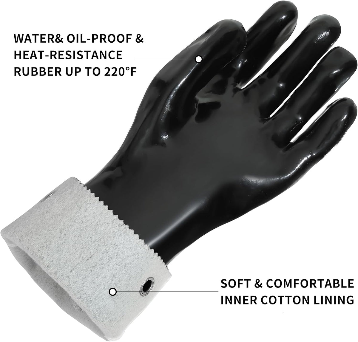 Insulated BBQ Gloves - Heat Resistant, No Stiff for Grill/Cooking/Pit, Grilling & Meat Gloves, Smoker Accessories