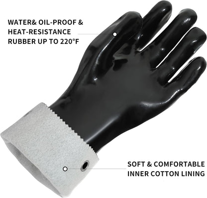 Insulated BBQ Gloves - Heat Resistant, No Stiff for Grill/Cooking/Pit, Grilling & Meat Gloves, Smoker Accessories