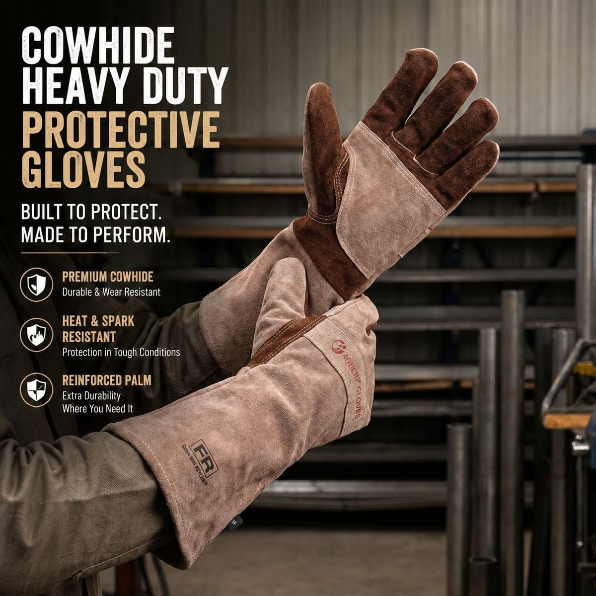 Welding Gloves -Long Sleeve Fireproof and Heat Resistant 15IN L