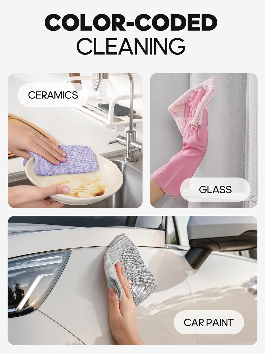 Fantasticlean Microfiber Cleaning Cloth Roll -75 Pack, 12" x 12" (Pink)