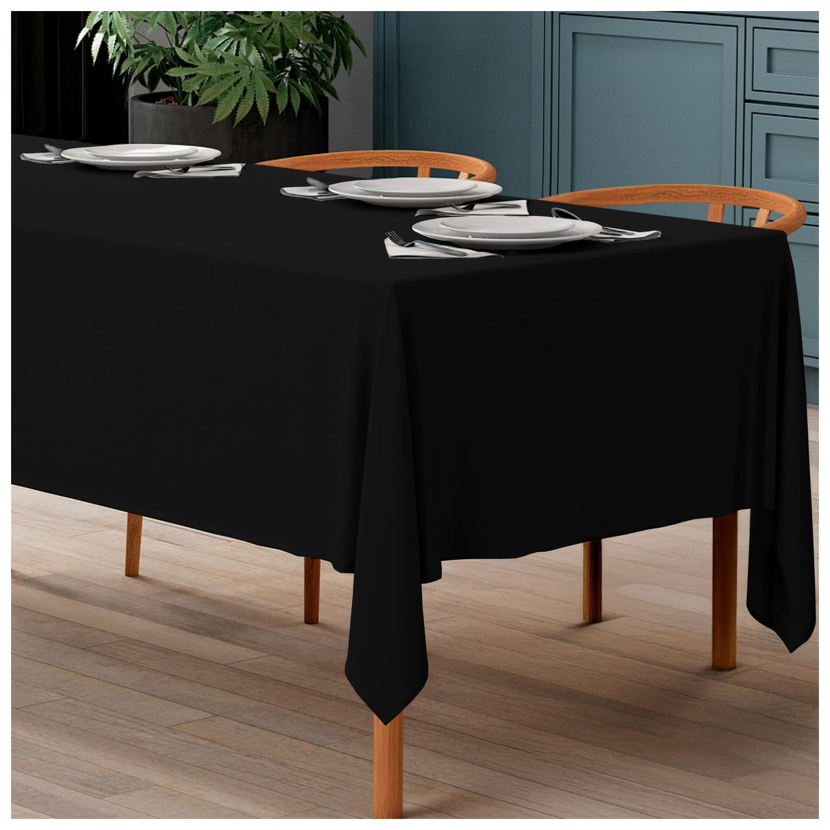WEALUXE White Table Cloths for 8 Foot Rectangle Tables, 2-Pack, 60x126 inches, Water, Stain and Wrinkle Resistant, 200 GSM Washable Poly Fabric Tablecloths Rectangular, Elegant and Durable