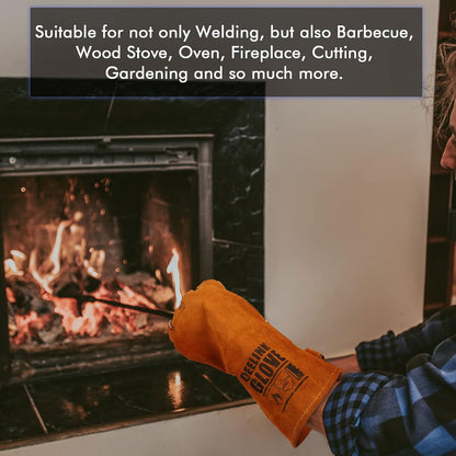 QeeLink Welding Gloves for Men - Fireproof Leather and Stitching