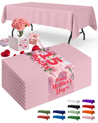 Niuara Black Plastic Table Cloth Rectangle Table 15 Pack, 54''×108'' Tablecloth for Graduation Decorations Class of 2025, Table Cloth for Disposable Use, Table Cover for Holiday Party, Gathering
