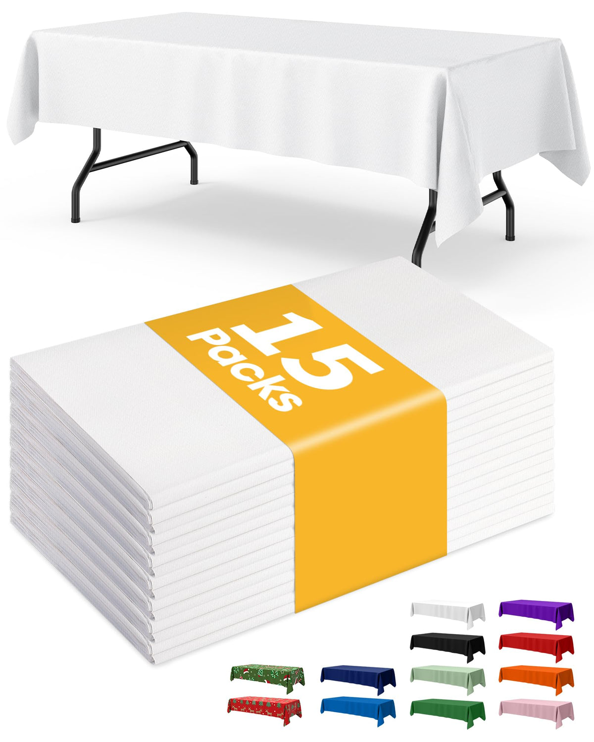 Niuara Black Plastic Table Cloth Rectangle Table 15 Pack, 54''×108'' Tablecloth for Graduation Decorations Class of 2025, Table Cloth for Disposable Use, Table Cover for Holiday Party, Gathering