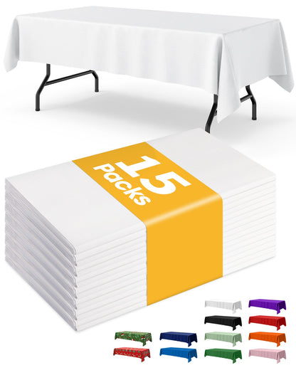 Niuara Black Plastic Table Cloth Rectangle Table 15 Pack, 54''×108'' Tablecloth for Graduation Decorations Class of 2025, Table Cloth for Disposable Use, Table Cover for Holiday Party, Gathering