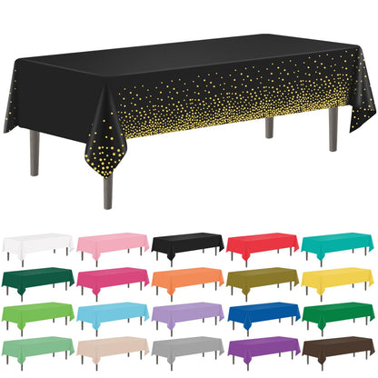 YSYJ 12 Pack Beige 54 x 108 Inch Disposable Plastic Tablecloths Rectangular Table Cloth Plastic Table Cover for Parties