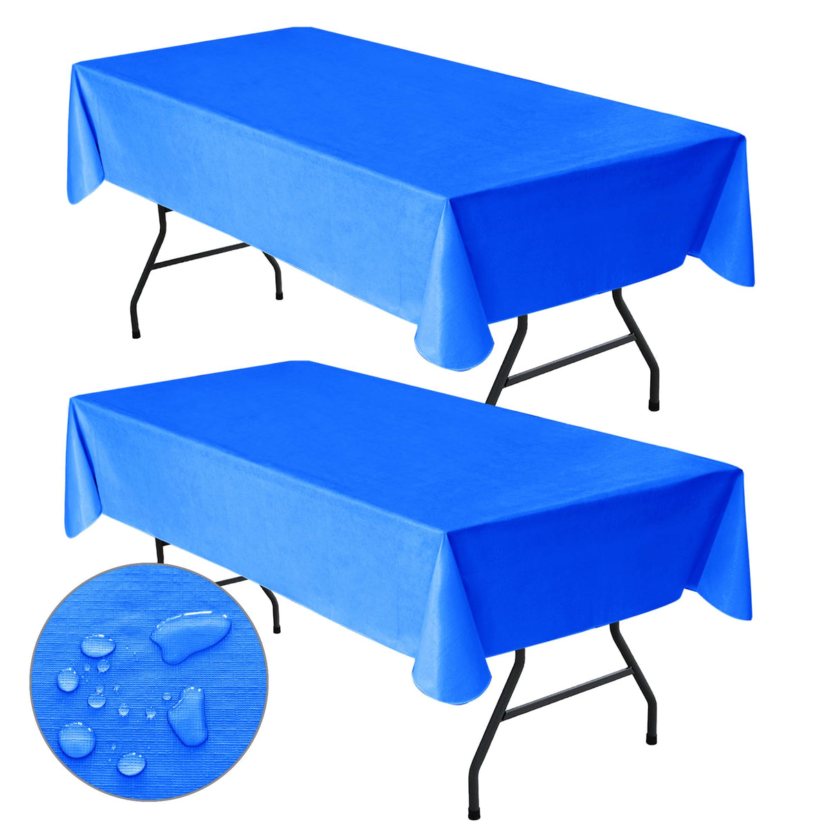 Waterproof Vinyl White Tablecloth With Flannel Backing 2 Pcs 60x120 In
