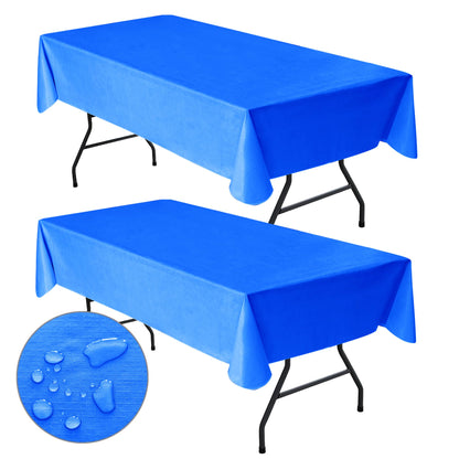 Waterproof Vinyl White Tablecloth With Flannel Backing 2 Pcs 60x120 In