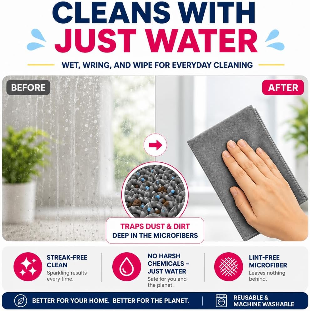 2026 New Upgrade Magic Cleaning Cloth 6Pcs,Thickened Large-Sized 12 * 16IN