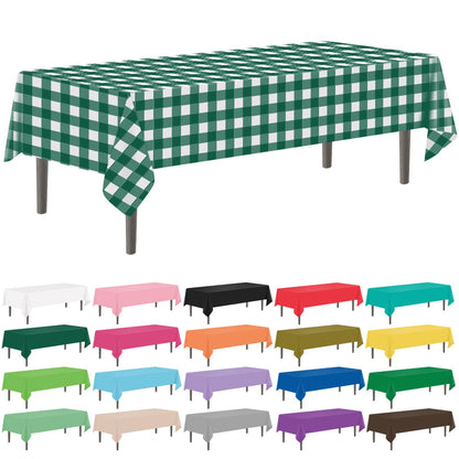 YSYJ 12 Pack Beige 54 x 108 Inch Disposable Plastic Tablecloths Rectangular Table Cloth Plastic Table Cover for Parties
