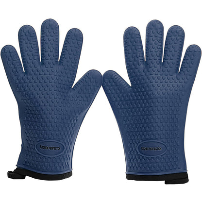 KITCHEN PERFECTION Silicone Smoker Oven Gloves-Extreme Heat Resistant BBQ Gloves-Handle Hot Food Right on Your Grill Fryer & Pit|Waterproof Grilling Cooking Baking Mitts|Superior Value Set +3 Bonuses