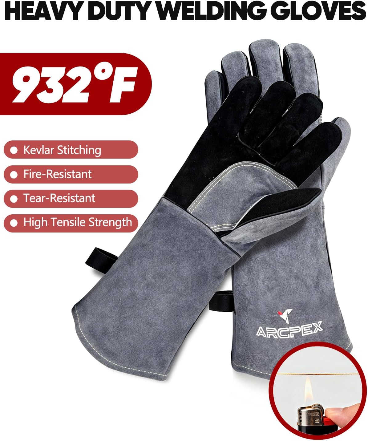 Welding Gloves 16 Inch, 932°F Heat Resistant (XXL)