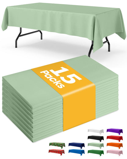 Niuara Black Plastic Table Cloth Rectangle Table 15 Pack, 54''×108'' Tablecloth for Graduation Decorations Class of 2025, Table Cloth for Disposable Use, Table Cover for Holiday Party, Gathering