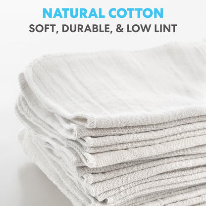 Simpli-Magic Cotton Shop Towels 14"x12" (145 Pack) – Reusable Cleaning Shop Rags for Automobiles, Industries, Garage and Homes (White)