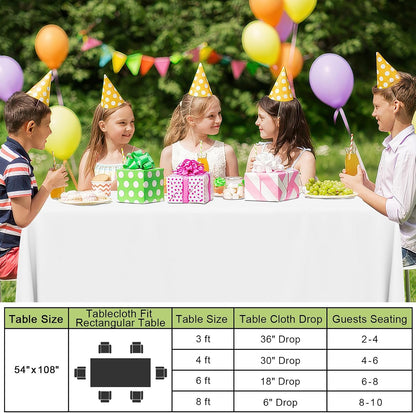 Smiry Plastic Disposable Waterproof Table Cloth - 54 x 108 Inch, 6 Packs