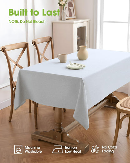 Pureegg Rectangle Linen Tablecloth Waterproof & Stain Resistant, Wrinkle-Free Table Cloth Adds Elegance and Protection, Ideal for Dining, Party, Wedding and Outdoor, 52 x 70 Inch, White