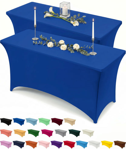 Utopia Kitchen Spandex Table Cloth 2 Pack [8FT, 96Lx30Wx30H Inch, Black]