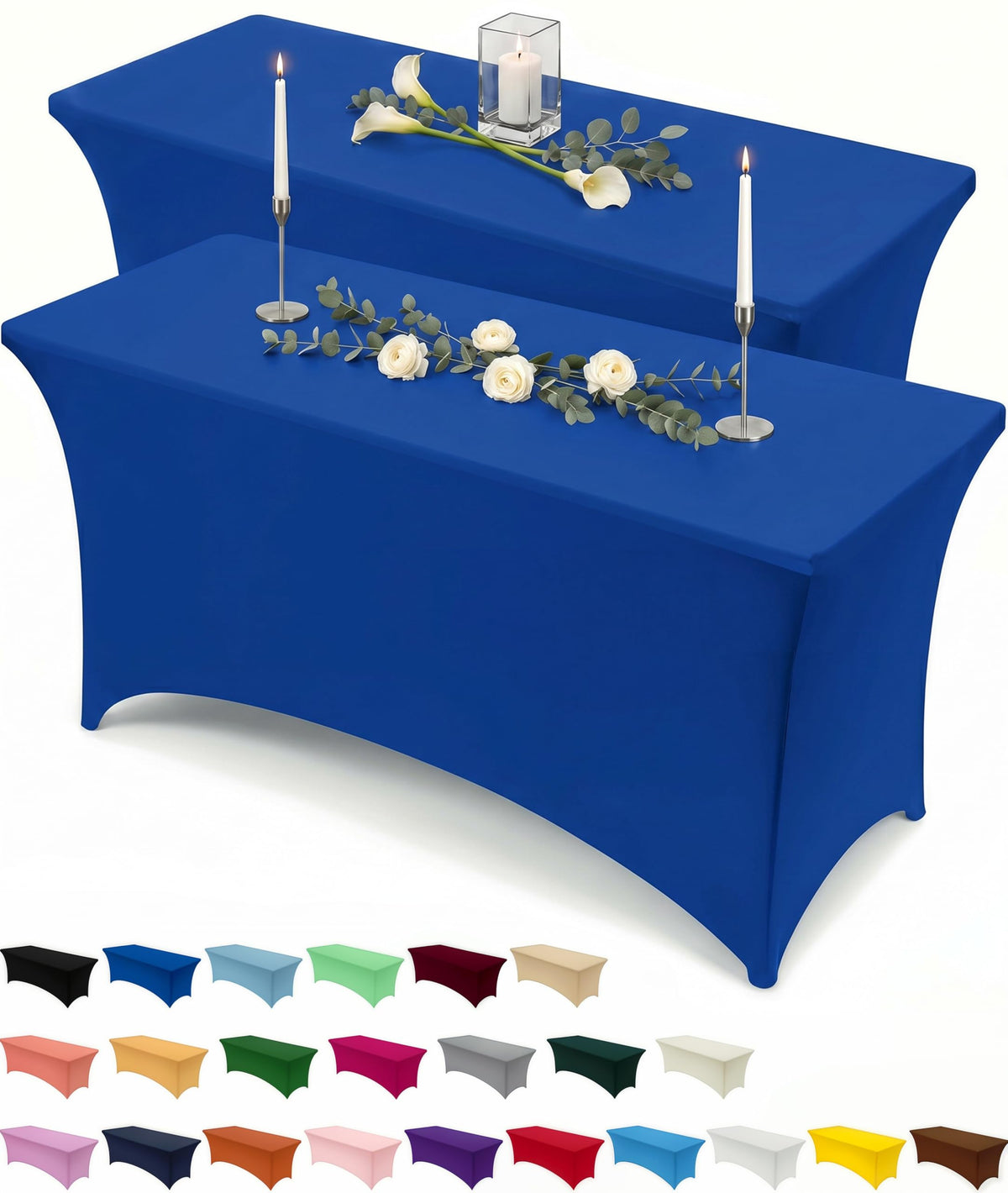 Utopia Kitchen Spandex Table Cloth 2 Pack [4FT, 48Lx30Wx30H Inch, Black]