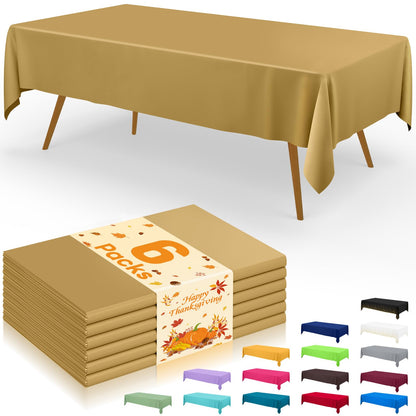 Smiry Plastic Disposable Waterproof Table Cloth - 54 x 108 Inch, 6 Packs