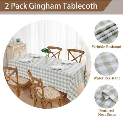 2 Pack Gingham Tablecloth Rectangle Checkered Tablecloth Washable