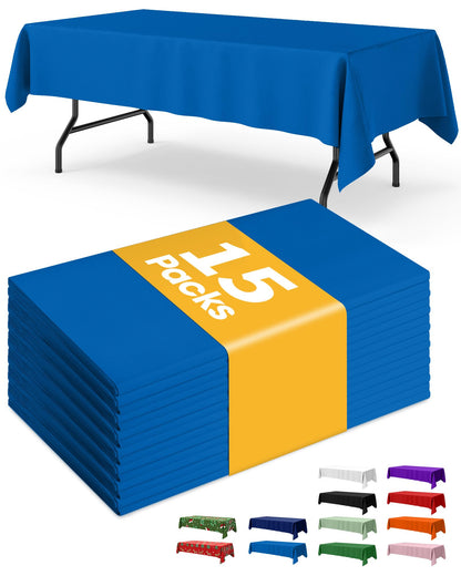 Niuara Black Plastic Table Cloth Rectangle Table 15 Pack, 54''×108'' Tablecloth for Graduation Decorations Class of 2025, Table Cloth for Disposable Use, Table Cover for Holiday Party, Gathering