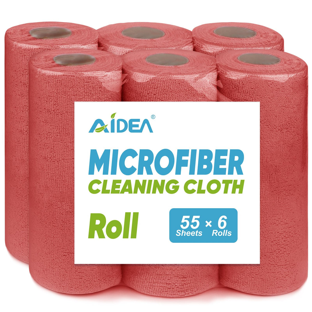 AIDEA Microfiber Cleaning Cloth Roll, Blue Shop Towels 55 Sheets 11×9"