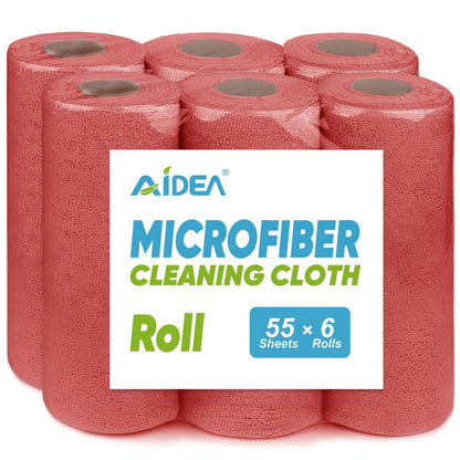 AIDEA Microfiber Cleaning Cloth Roll, Blue Shop Towels 55 Sheets 11×9"