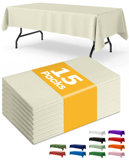Niuara Black Plastic Table Cloth Rectangle Table 15 Pack, 54''×108'' Tablecloth for Graduation Decorations Class of 2025, Table Cloth for Disposable Use, Table Cover for Holiday Party, Gathering