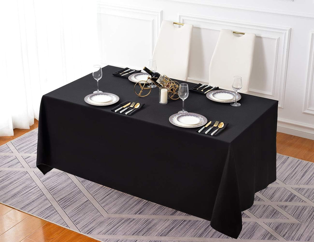 Surmente 90x156 Inch Black Tablecloth for 8 Foot Rectangle Tables