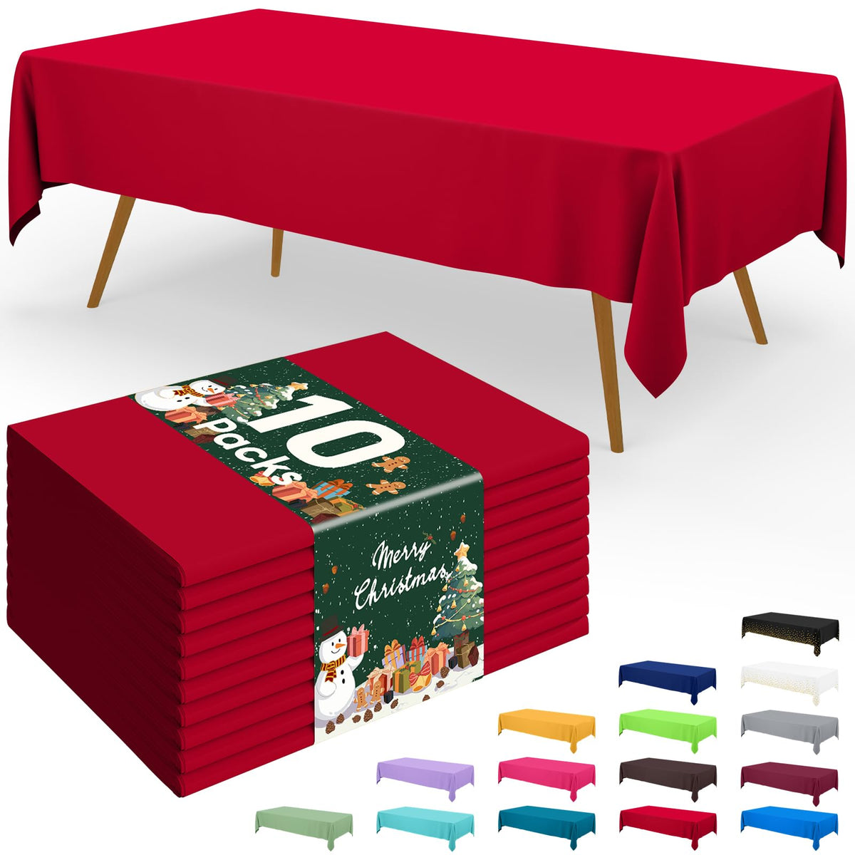 Smiry Plastic Disposable Waterproof Table Cloth - 54 x 108 Inch, 6 Packs