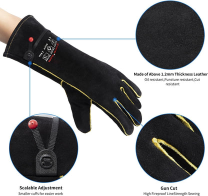932℉ Heat Resistant Leather Welding Gloves for Men & Women
