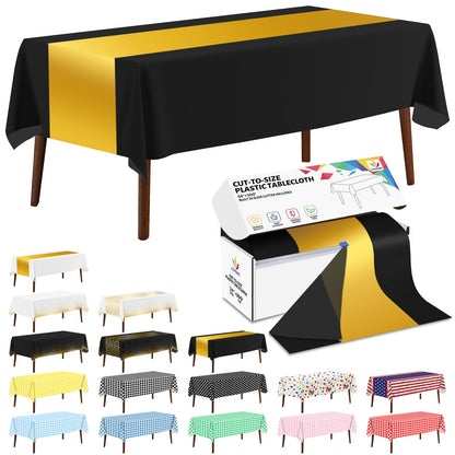 CXPSINC White Plastic Table Cloth Disposable Tablecloth Roll 54 Inch X 300 Feet Plastic Table Cover Roll with Slide Cutter for Picnics, Parties, Banquet, Birthdays, Weddings