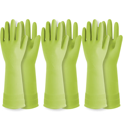 Mamison Rubber Dishwashing Gloves, Non-Slip Kitchen, Pink Medium, 2 Pairs