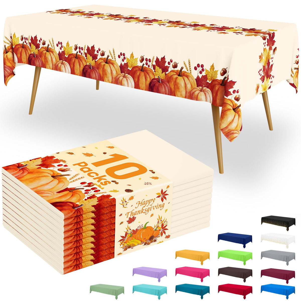 Smiry Plastic Disposable Waterproof Table Cloth - 54 x 108 Inch, 6 Packs