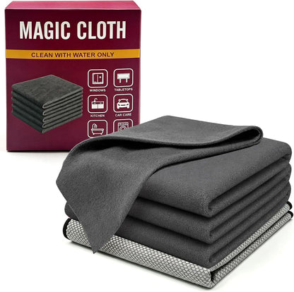 Genie Cloth Magic Cloth, Magic Cleaning Cloths 5-Pack, Reusable Microfiber Thickened Cleaning Cloth Without Fluff or Stripes Suitable for Windows, Mirrors, Stainless Steel, Kitchens, Cars and Screens