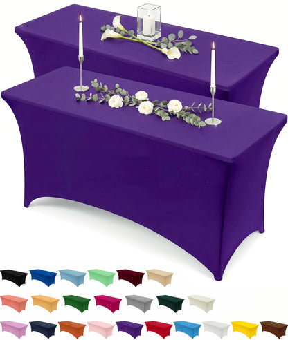 Utopia Kitchen Spandex Table Cloth 2 Pack [8FT, 96Lx30Wx30H Inch, Black]