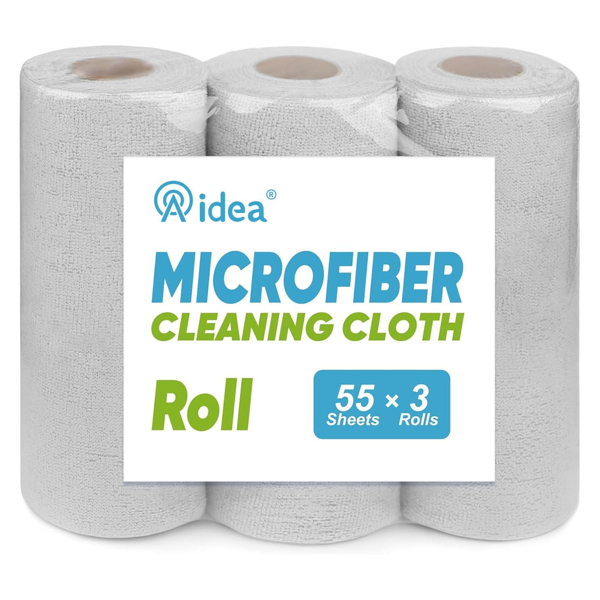 AIDEA Microfiber Cleaning Cloth Roll, Blue Shop Towels 55 Sheets 11×9"
