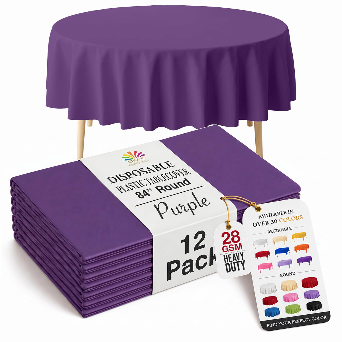 Exquisite Ivory Plastic Table Cloth Disposable 12 Pack, 54 x 108 Inch