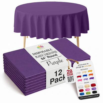 Exquisite Ivory Plastic Table Cloth Disposable 12 Pack, 54 x 108 Inch