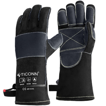 TICONN 16" Leather Welding Gloves for Men, 1000°F Heat Resistant, MIG/TIG