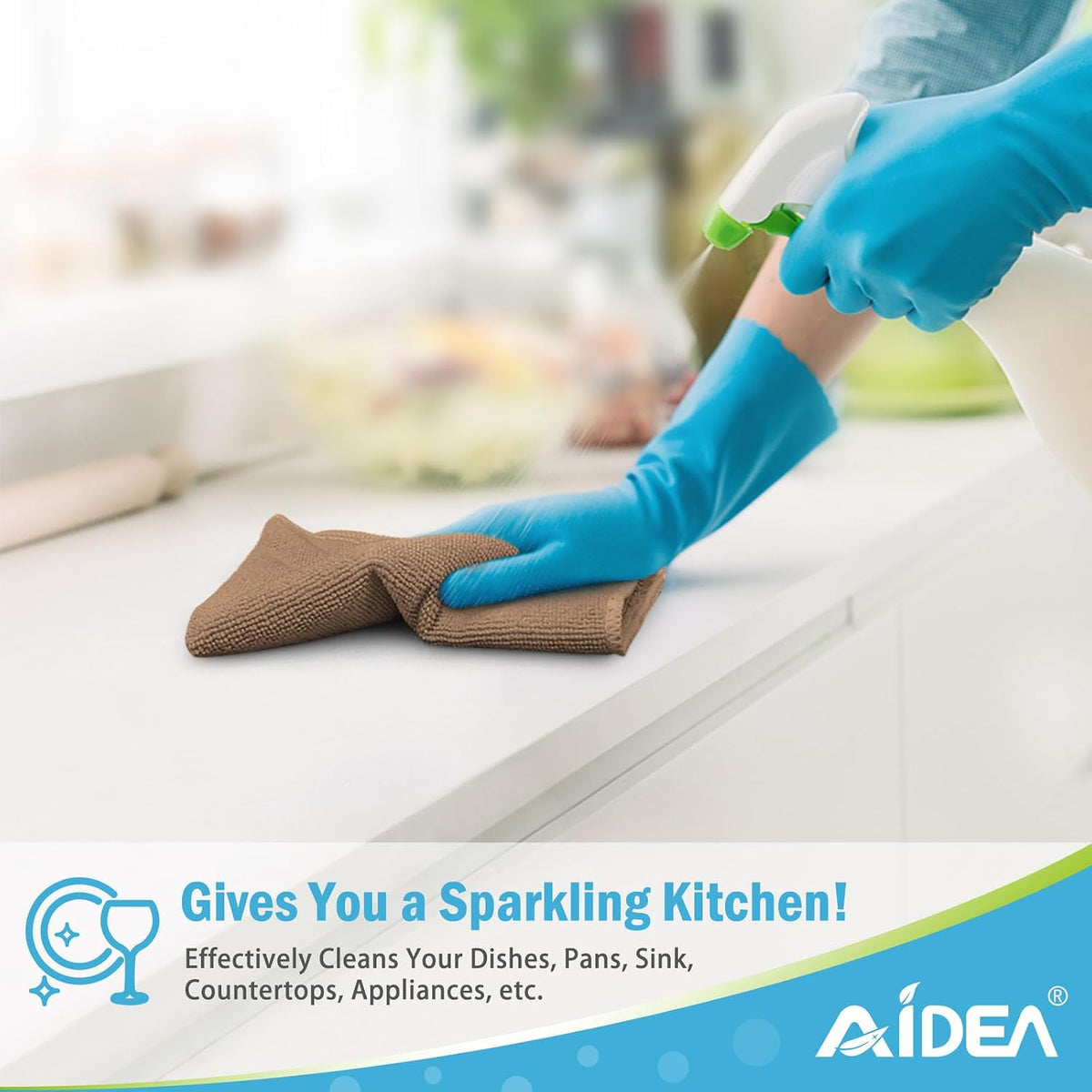 AIDEA Brown Microfiber Cleaning Cloth-12PK, Cleaning Rags 12"x12" Absorbent