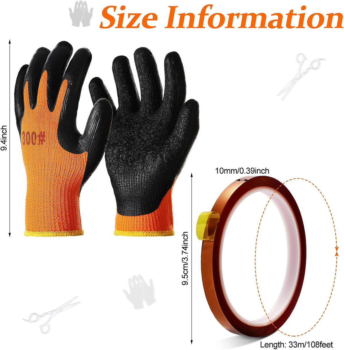 Honeydak 2 Pairs Heat Resistant Gloves Heat Transfer Gloves for Sublimation with 2 Rolls High Temperature Thermal Tape
