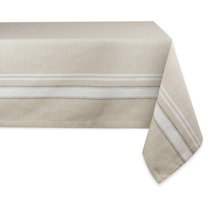 DII French Stripe Tabletop Collection Farmhouse Style Dining Table Linen Tablecloth, 60x84, Taupe/Teal