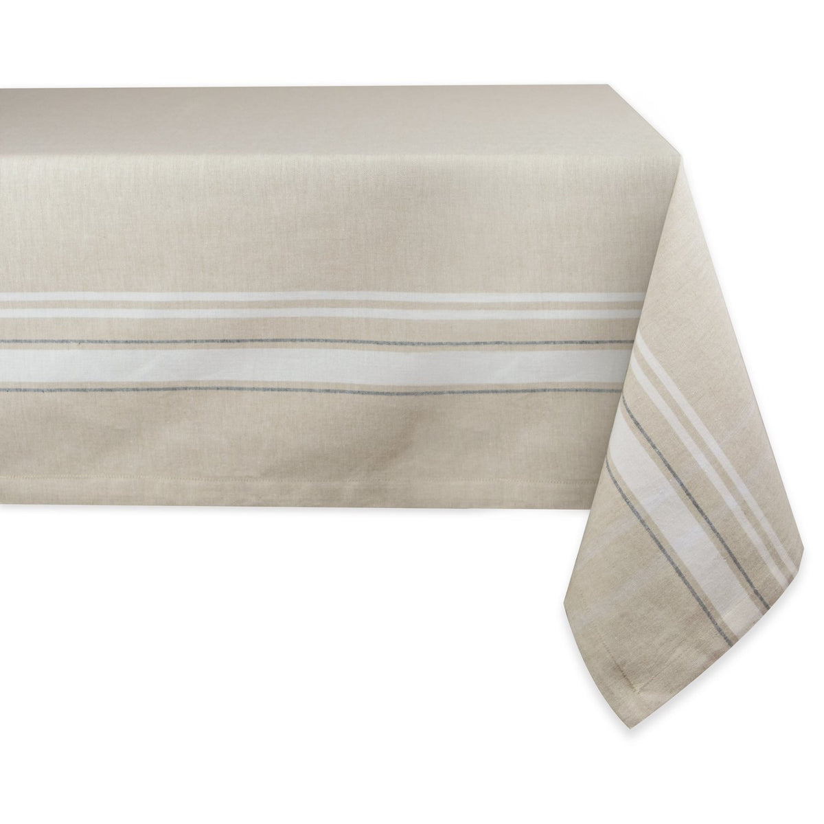 DII French Stripe Tabletop Collection Farmhouse Style Dining Table Linen Tablecloth, 60x84, Taupe/Teal