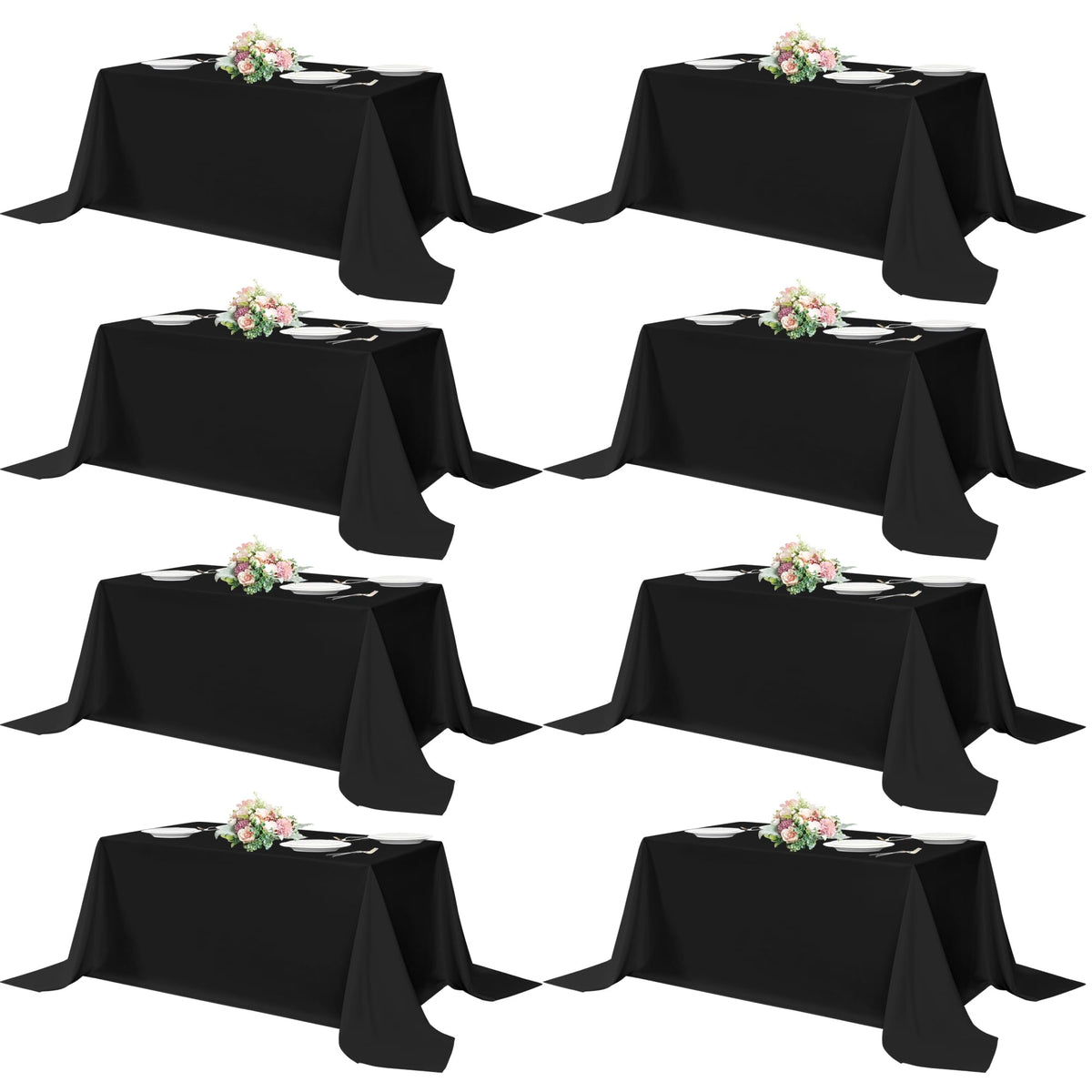 sancua Rectangle Tablecloth, 60 x 102 Inch, Black