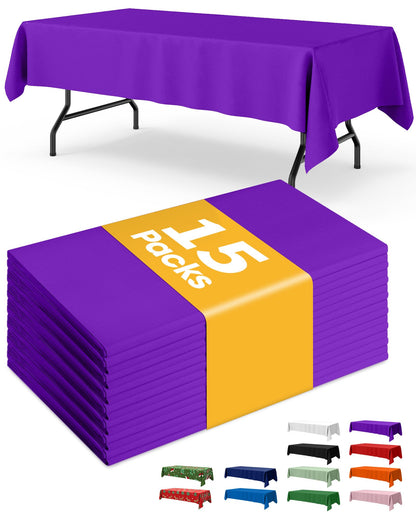 Niuara Black Plastic Table Cloth Rectangle Table 15 Pack, 54''×108'' Tablecloth for Graduation Decorations Class of 2025, Table Cloth for Disposable Use, Table Cover for Holiday Party, Gathering