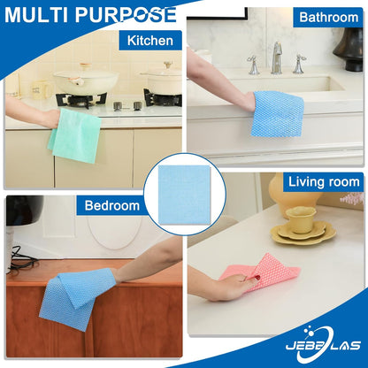 JEBBLAS Disposable Cleaning Towels and Dish Cloths, Reusable Towels,Handy Cleaning Wipes, 50 Count/Pack,Blue