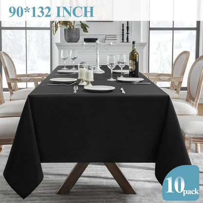 VidaFete Classic Series 10 Pack 90 * 132inch Black Rectangle Tablecloth